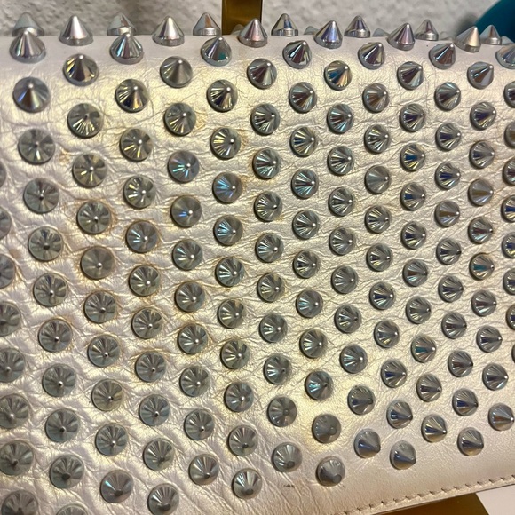 Christian Louboutin Metallic Silver Spiked Clutch - Picture 3 of 11